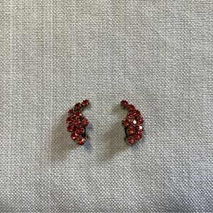 Vintage Weiss Orange Rhinestone Clip On Earrings